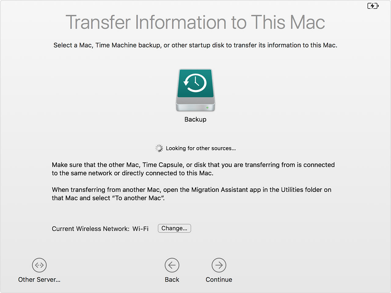 Time machine transfer to new mac looking for other sources sierra madre
